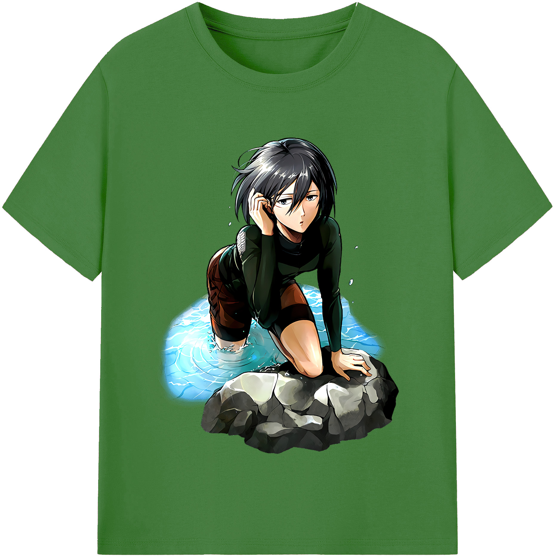 （画像用） 進撃の巨人 ミカサ·アッカーマン Attack on Titan Mikasa Ackerman レディースカジュアルプリントTシャツ（綿100％）